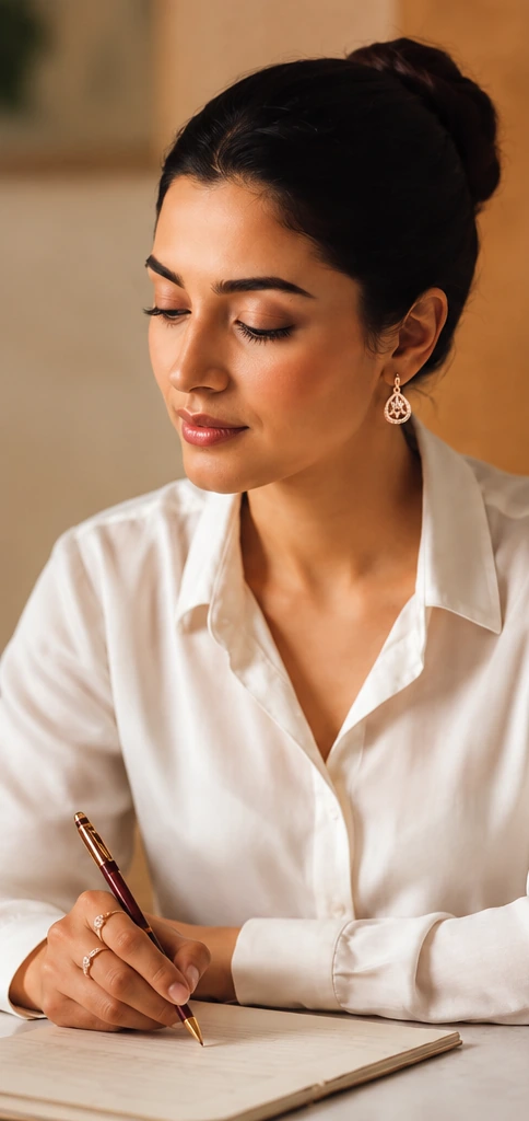 DIAGO jewellery worn at the desk